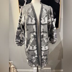 Plush Soft Adora Womens M/L Longer Cardigan Sweater with Bell Sleeves